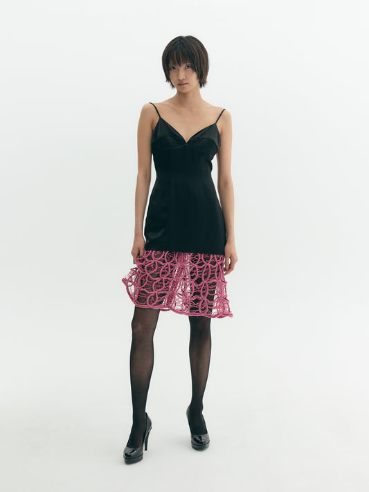 Cord Embroidery Layered Slip Dress
