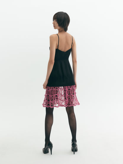 Cord Embroidery Layered Slip Dress