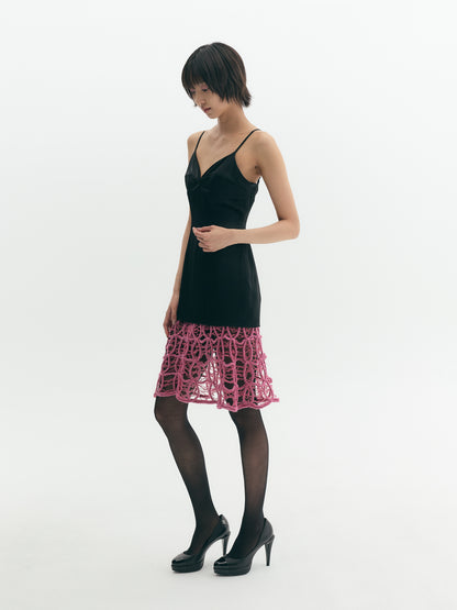 Cord Embroidery Layered Slip Dress