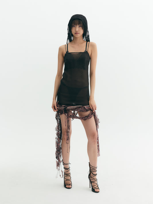 Hooded Silk Lace Slip Dress