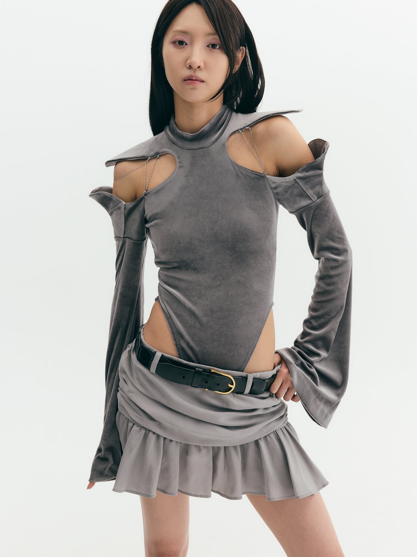 Draped Skirt with Ruffles