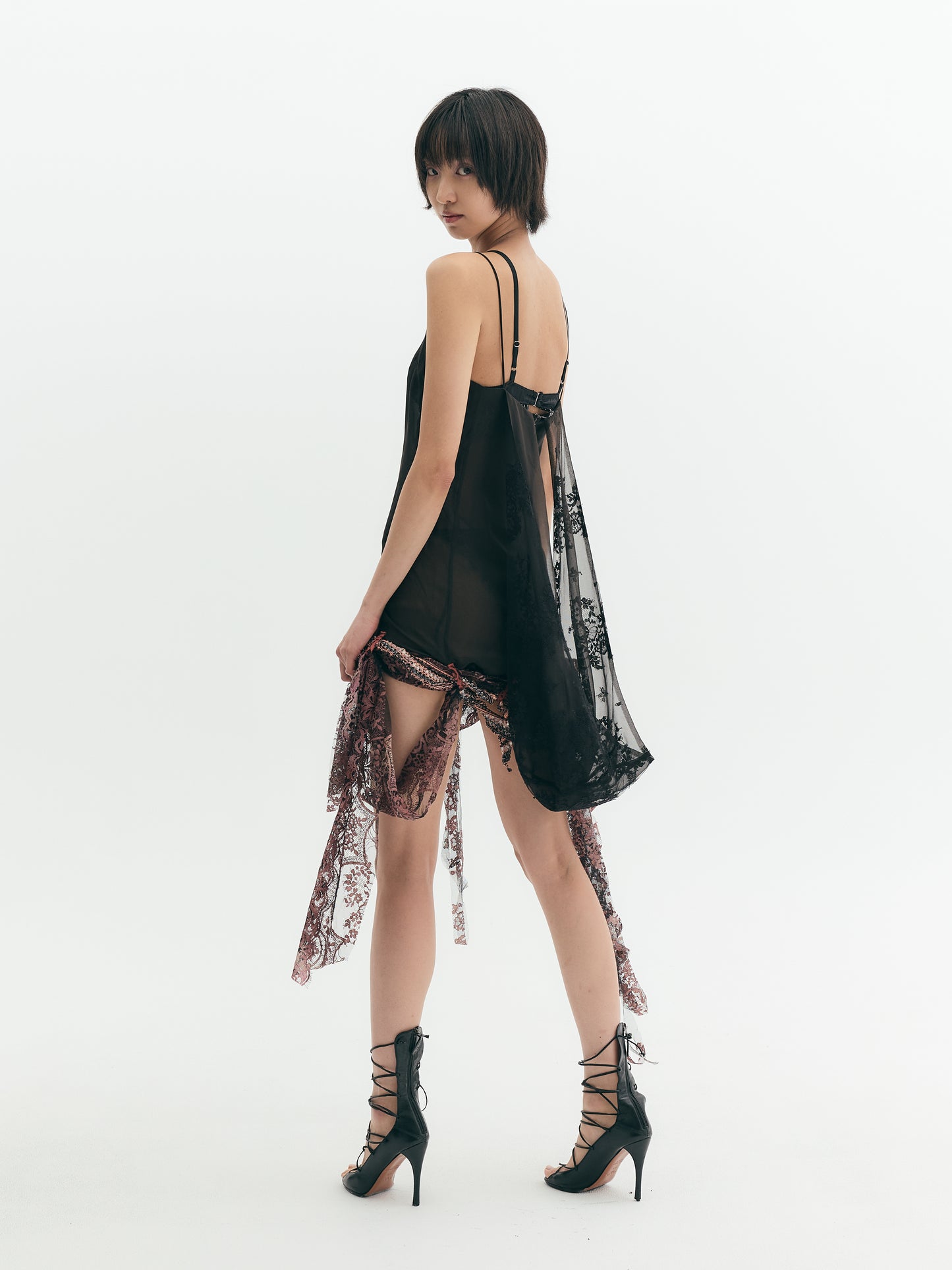 Hooded Silk Lace Slip Dress